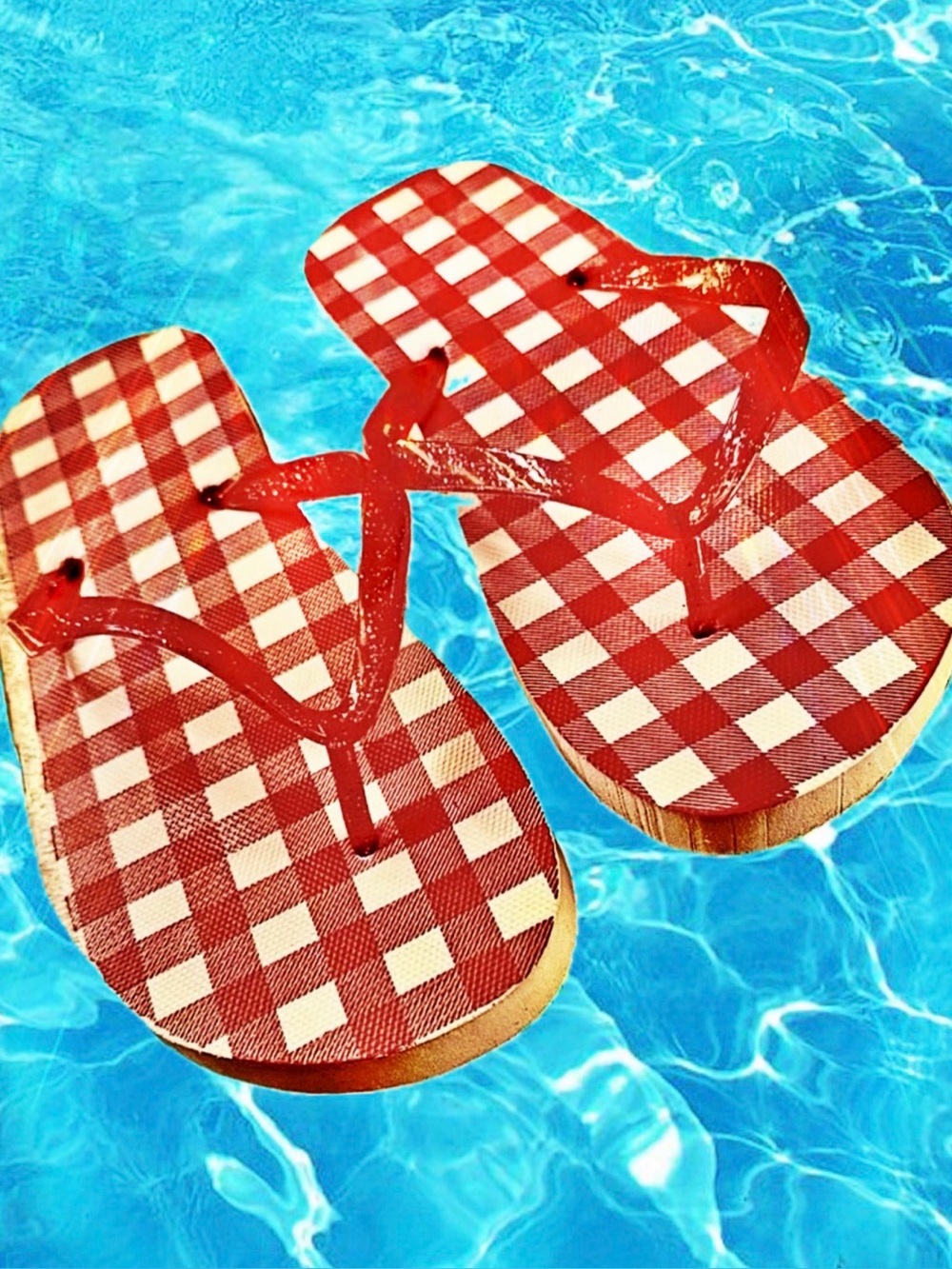 Red Checkered Flip Flops